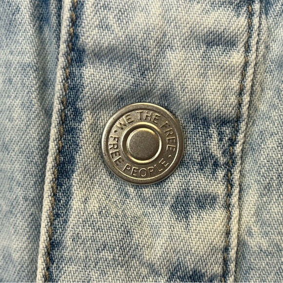 Free People We The Free Womens S Denim Romper Cotton Pockets Snap Buttons Boho - Picture 10 of 14